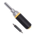 Klein® 32558 6-in-1 Ratcheting Nut Driver/Screwdriver, Measurement System: Imperial, 6 Piece, 1/4 in, 5/16 in, 3/8 in, 3/16 in, 1/4 in, #1, #2, #1, #2, 3/8 in Screwdriver Size, Cushion Grip Handle, Rubber/Steel, No Magnetized Tip