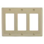 Bryant Electric NP263I Standard Wallplate, 3 Gangs, 4.63 in H x 6.5 in W, Nylon, Ivory