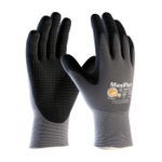 ATG® MaxiFlex® Endurance™ 34-844/XS General Purpose Gloves, Coated, XS, Microfoam Nitrile Palm, Nylon, Black/Gray, Continuous Knit Wrist Cuff, Microfoam Nitrile Coating, Resists: Abrasion, Cut, Puncture and Tear, Nylon Lining, Seamless Knit
