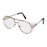 Pyramex® SG310A PATHFINDER™ Traditional Aviator Safety Eyewear, Scratch-Resistant Lens Coating, Clear Lens, Gold Frame, Brass Alloy/Copper Frame, Polycarbonate Lens, Specifications Met: ANSI Z87.1