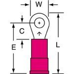 Scotchlok™ MV18-6R/SX Standard Ring Tongue Terminal, 22 to 18 AWG Conductor, 0.8 in L, 0.07 in ID Brazed Barrel, ETP Copper, Red