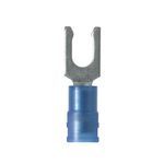 Panduit® Pan-Term® PN14-10LF-C PN-LF Insulated Fork Terminal, 18 to 14 AWG Conductor, 0.91 in L, Sleeved Barrel, Copper, Blue