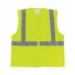 PIP® 302-0702Z-LY-L 302-0702Z Safety Vest, L, Hi-Viz Lime Yellow, Polyester Mesh, Zipper Closure, 2 Pockets