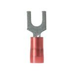Panduit® Pan-Term® PN18-8F-C PN-F Insulated Fork Terminal, 22 to 18 AWG Conductor, 0.85 in L, Sleeved Barrel, Copper, Red