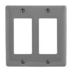 Bryant Electric NP262GY Standard Wallplate, 2 Gangs, 4.63 in H x 4.69 in W, Nylon, Gray