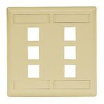 PREMISE WIRING iSTATION™ IFP26EI Rear Load Faceplate, 2 Gangs, 6 Ports, Snap-In/Threaded/Flush/Wall Mount, ABS