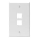 QuickPort® 41080-2WP Standard Wallplate, 1 Gang, 4.53 in H x 2.77 in W, Plastic, White