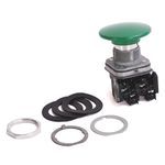 Allen-Bradley 800TC-D1B 800T PB, 30mm Momentary Push Button, Mushroom Head Push Button, Mushroom Head, Green, Std, Std, Green, Finger Guards on Terminals, 1 NO 1 NC Std Contacts, 1 NO 1 NC Std Contacts, 2 NO 2 NC Std Contacts, Device w/ Pkg