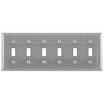 Wiring Device-Kellems SS6 Standard Wallplate, 6 Gangs, 302/304 Stainless Steel