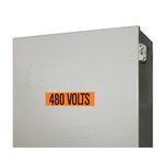 E-Z Code® WJT-5021 Style A Conduit and Voltage Marker Card, 2-1/4 in Label Width, 9 in Label Length, Legend: 480 VOLTS, Black Legend, Orange Background, Vinyl