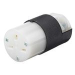 Wiring Device-Kellems Insulgrip® HBL5669C Female Grounding Insulated Straight Blade Connector, 250 VAC, 15 A, 2 Pole, 3 Wires, Black/White