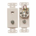 Prescolite NS783LA Female to Female Voice and Data Plate Frame, Threaded Mount, Phosphor Bronze