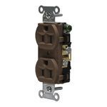 Wiring Device-Kellems CRF15 1-Phase Duplex Finder Groove Face Self-Grounding Standard Traditional Straight Blade Receptacle, 125 VAC, 15 A, 2 Pole, 3 Wires, Brown