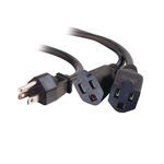 Quiktron® 2306-29802-14IN SJT AC Power Cord Splitter, 10 A, 125 VAC Electrical Rating, 1-1/2 ft Cord Length