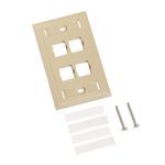 CommScope 108168550 Type L Faceplate, 1 Gangs, 4 Ports, Flush Mount, Thermoplastic