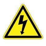 Panduit® PESW-D-1Y Pre-Printed ISO Warning Label, 3.2 in L x 3.9 in W, Legend: CAUTION - RISK OF ELECTRIC SHOCK, Black/Yellow Legend/Background, Vinyl Adhesive, 3 Labels