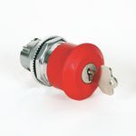 Rockwell Automation 800T-TFXLT6A4 Non-Illuminated Pushbutton With no Legend on Cap, no Guards on Terminals, 63 mm, 2NC Contact Configuration, Mushroom Head/Trigger Action/Twist Release Operator, Red