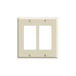 Decora® 80409-I Standard Size Wallplate, 2 Gangs, 4.5 in H x 4.56 in W, Thermoset, Ivory