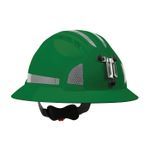 JSP® 280-EV6161MCR2-30 Evolution® 6161MCR2 Deluxe Full Brim Non-Vented Mining Hard Hat With CR2 Reflective Kit, HDPE Shell/Non-Corrosive Steel Lamp Bracket, 6-Point Polyester Strap Suspension, ANSI Electrical Class Rating: E, Wheel Ratchet Adjustment