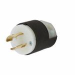 Wiring Device-Kellems Twist-Lock® Insulgrip® HBL7102C 1-Phase Grounding Male Standard Locking Plug, 250 VAC, 20 A, 2 Pole, 3 Wires, Black/White