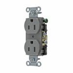 Wiring Device-Kellems CR15GRY Commercial Duplex Standard Straight Blade Receptacle, 125 VAC, 15 A, 2 Pole, 3 Wires, Gray