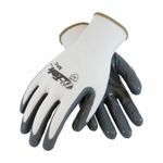 G-Tek® NPG 34-225-XL Solid Dipped Work Gloves, Coated Glove, Seamless Style, XL, Nylon Palm, Nylon, Gray/White, Knit Wrist Cuff, Nitrile Coating, Resists: Abrasion, Cut, Puncture and Tear, Nylon Lining