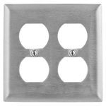 Bryant Electric SS82 Standard Wallplate, 2 Gangs, 4.5 in H x 4.6 in W, 302/304 Stainless Steel