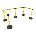 Banner Stakes PL4590 PLUS Barrier Set X5, Yellow "Closed for Maintenance", Includes: 5 PLUS Stanchions, 5 PLUS Bases, 4 PLUS Banner Head, 1 PLUS Receiver Head, Belt Length 15 ft, Suitable for Indoor/Outdoor Use