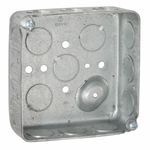 RACO® 190 Square Box, Steel, 21 cu-in Capacity, 16 Knockouts, 4 in H x 4 in W x 1-1/2 in D Dimensions