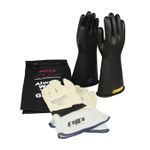 Novax® 150-SK-2/12-KIT Insulating Electrical Safety Gloves Kit, SZ 12, Cowhide Leather/Natural Rubber, Black/Natural, 14 in L, ASTM Class: Class 2, 17000 VAC, 25500 VDC Max Use Voltage