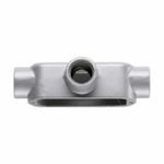 Crouse-Hinds Condulet® T150M Type T Conduit Body, 1-1/2 in Hub, 5 Form, 36 cu-in Capacity, Malleable Iron, Aluminum Acrylic Painted/Electro-Galvanized