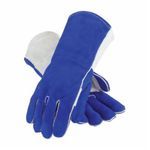 PIP® 73-7250 Welding Gloves, Unisex, Cowhide Leather, Blue/Gray, Cotton/Foam Lining, Gauntlet Cuff, 13-1/2 in L