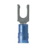 Panduit® Pan-Term® PN14-10LF-C PN-LF Insulated Fork Terminal, 18 to 14 AWG Conductor, 0.91 in L, Sleeved Barrel, Copper, Blue