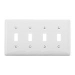 PREMISE WIRING NP4W Standard Wallplate, 4 Gangs, 4.63 in H x 8.31 in W, Nylon, White