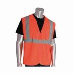 PIP® 302-MVG-OR-2X 302-MVG Safety Vest, 2XL, Hi-Viz Orange, Polyester, Hook and Loop Closure, ANSI Class: 2