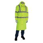 PIP® Viz™ 353-1048-LY/5X Water-Resistant Rain Coat, 5XL, Hi-Viz Lime Yellow, 150D PU Coated Polyester, Resists: Water
