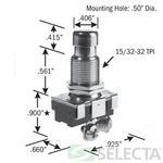 SELECTA® MICRO SWITCH™ SS224-BG Toggle Switch, 125/250 VAC, 10/20 A, SPST Contact Configuration
