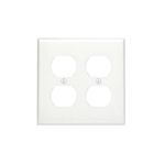 Leviton® 88016 Standard Wallplate, 2 Gangs, 4.5 in H x 4.56 in W, Thermoset, White