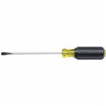 Klein® 605-6 Heavy Duty Screwdriver, Cabinet Point, 1/4 in Point, Steel Shank, 10-11/32 in OAL, Rubber Handle, Polished Chrome, Specifications Met: ASME Specified, Insulated: No, No Magnetized Tip, No ESD-Safe