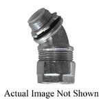O-Z/Gedney 4Q-4100 4Q Series Concretetight Oiltight Raintight Liquidtight Conduit Connector, 1 in Trade, 45 deg Angle, Malleable Iron, Electroplated Zinc