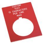 Rockwell Automation 800H Legend Plate,Jumbo,Custom Text,Red