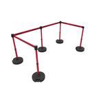 Banner Stakes PL4564 PLUS Barrier Set X5, Red Double-Sided "Danger", Includes: 5 PLUS Stanchions, 5 PLUS Bases, 4 PLUS Banner Head, 1 PLUS Receiver Head, Belt Length 15 ft, Suitable for Indoor/Outdoor Use