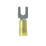 Panduit® Pan-Term® PNF10-6F-L PN-F Insulated Fork Terminal, 12 to 10 AWG Conductor, 1.01 in L, Seamed/Sleeved Barrel, Copper, Yellow