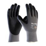 ATG® MaxiFlex® Ultimate™ 42-874/S General Purpose Gloves, Coated, S, Microfoam Nitrile Palm, 15 ga Nylon/Lycra®, Black/Gray, Continuous Knit Wrist Cuff, Microfoam Nitrile Coating, Resists: Abrasion, Cut, Puncture and Tear, Nylon Lining, Seamless Knit