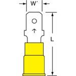 Scotchlok™ MVU10-250DMX Standard Disconnect Tab, 12 to 10 AWG Conductor, 1/4 in Tab, 0.15 in ID Butted Barrel, ETP Copper, Yellow