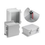 nVent HOFFMAN PolyPro™ A884PHCW PCR 1-Door Lightweight Wall Mount Enclosure, 8.12 in L x 8.12 in W x 4.38 in D, NEMA 4X, Polyester