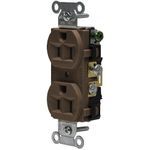 Wiring Device-Kellems CRF15 1-Phase Duplex Finder Groove Face Self-Grounding Standard Traditional Straight Blade Receptacle, 125 VAC, 15 A, 2 Pole, 3 Wires, Brown