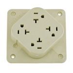 Wiring Device-Kellems 4-PLEX® HBL420I 4-in-1 Grounding Standard Straight Blade Receptacle, 125 VAC, 20 A, 2 Pole, 3 Wires, Ivory