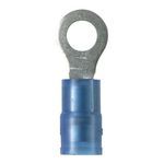 Panduit® Pan-Term® PNF14-14R-C Insulated Ring Terminal, 16 to 14 AWG Conductor, 1.06 in L, Insulation Grip Sleeve/Serrated Barrel, Copper, Blue