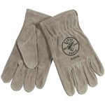 Klein® 40004 Safety Gloves, Drivers Glove, Gunn Cut Style, M, Cowhide Leather, Gray, Slip-On Cuff, Bright Coating, Thermolite® Lining